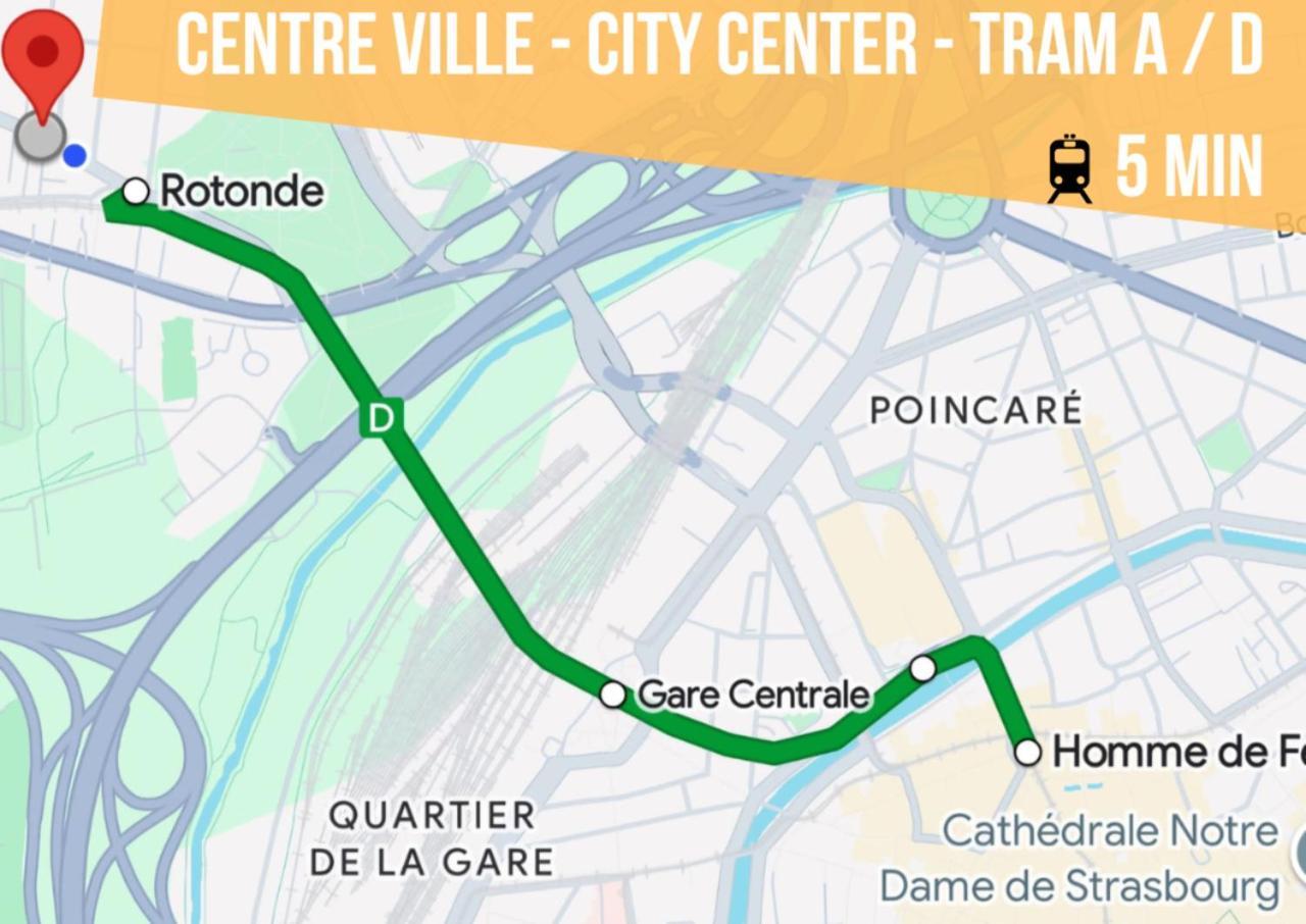 Lit Rond Tres Grand Et Confortable - Garage Possible Ou Parking Gratuit Rue - Gare 2 Min Et Ville 4 Min En Tram - Ciel Etoile - Netflix Videoprojecteur - Luxe Et Evasion Strasburg Zewnętrze zdjęcie